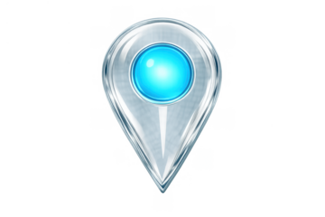 3d glossy metallic map pin icon showing global position and navigation, finding a destination on transparent background