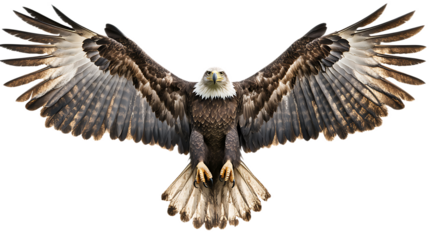 Bald Eagle Flying Wings Spread Majestic Black Background