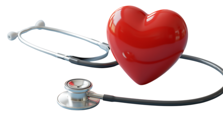 Stethoscope wrapping around a heart representing health and wellness checkup