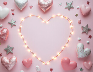 Valentines Day heart shaped lights decoration.