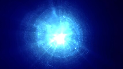 Obraz premium Radiating blue sphere of energy, appearing as a source of cosmic power