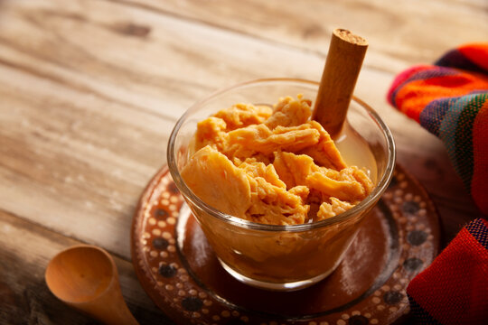 Chongos Zamoranos. A Mexican dessert made from curdled milk prepared with syrup and cinnamon, it has a consistency similar to that of a soft, sweet cheese. They are homemade and also available canned.