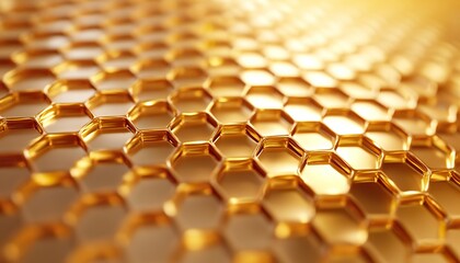 Ultra macro honeycomb surface with golden color and hexagonal structure