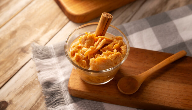 Chongos Zamoranos. A Mexican dessert made from curdled milk prepared with syrup and cinnamon, it has a consistency similar to that of a soft, sweet cheese. They are homemade and also available canned.