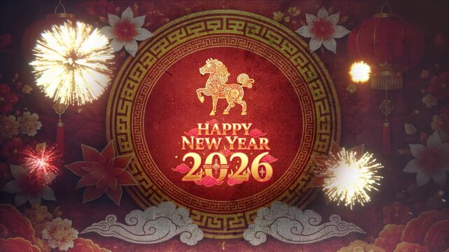 Year of the Horse Fireworks Reveal Chinese New Year 2026 Animation