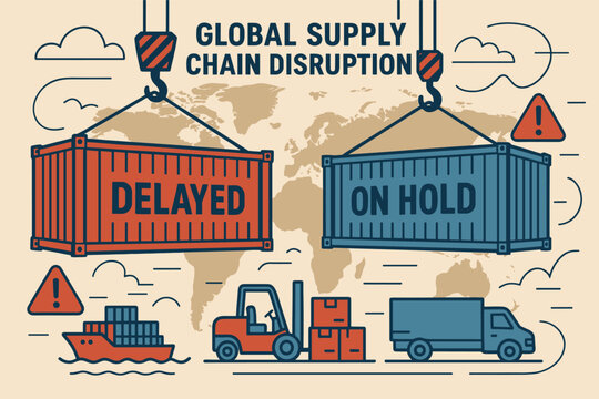 Global supply chain disruption causes delays and hold-ups in shipping and logistics