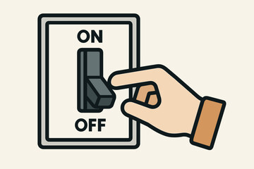 Fototapeta na wymiar Hand flipping light switch on off