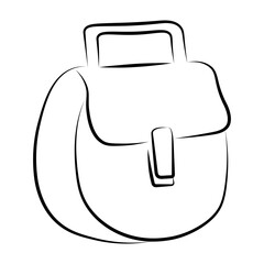 Hand drawn small backpack doodle, casual feminine bag illustration perfect for fashion designs, planners, stickers and coloring pages