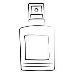 Minimal hand drawn rectangular perfume bottle doodle, elegant feminine fragrance illustration perfect for fashion branding, planners, stickers and coloring pages