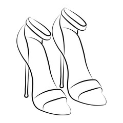 Hand drawn stiletto high heel shoes doodle with ankle strap, feminine fashion illustration perfect for style blogs, planners, stickers and coloring pages