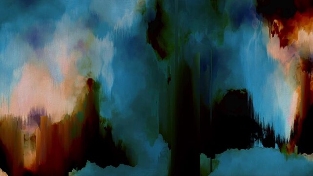 Watercolor pixel sorting abstract background loop. Grunge glitch gradient effect.