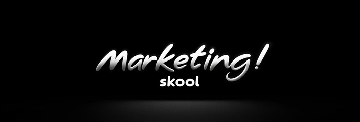  Simple "Marketing Skool" Logo with White Fonts on Black Background