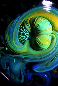 Glowing Acid-Base Chemical Swirl Captured Mid-Motion | Macro 4K