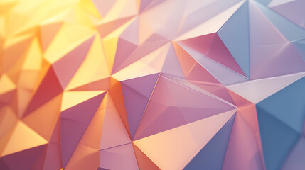 多面体状のファセットサーフェスに光と影が表情を与える、ローポリ調の抽象的な背景デザイン