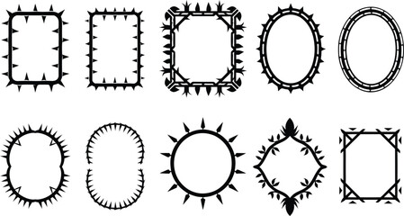 Spiky Thorn Frames, Vector Silhouette Collection