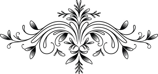 Vintage Hand Drawn Floral Divider and Ornamental Calligraphic Flourish Vector