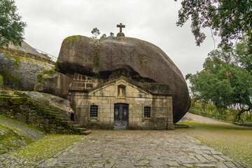 Sanctuary of Nossa Senhora da Lapa. Chapel Built under Granite Rock Formation. Soutelo, Portugal