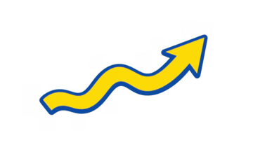 Wavy upward arrow showing growth and progress, symbolizing positive direction, success, improvement, development, and increase