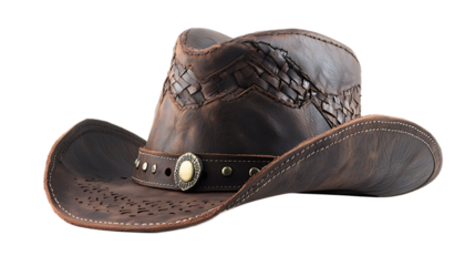 Vintage Cowboy Hat Leather Western Style Isolated Black