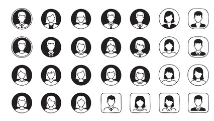 Set of Black and White GenderNeutral Business Avatars for Professional Profile Use
