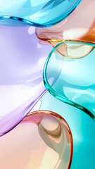 Glossy Intertwined Glass Sheets in Vivid Pastel Colors Creating a Dynamic Abstract Composition