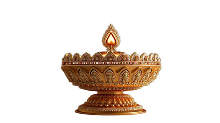 Fototapeta premium Golden Diwali Diya Lamp with Ornate Flame Design