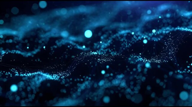 Digital Luminescence: An abstract design showcases an ethereal network of shimmering particles. The intricate interplay of light, creating a dynamic visual narrative