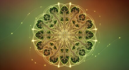 Ethereal Brain Network with Radiant Leaf Patterns