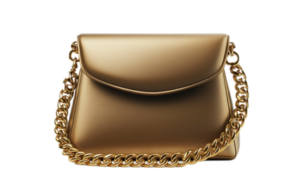 Gold Chain Strap Luxury Handbag Isolated Black