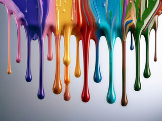 Colored paint dripping in an interesting way