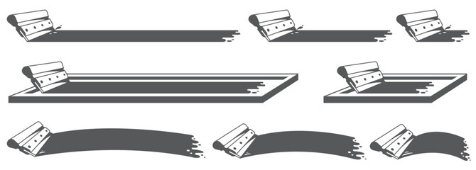 Plakat silk screen printing icons with squeegee isolated on white background