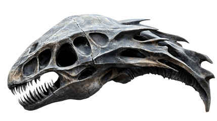 Dinosaur Skull Fossil Isolated Black Background 3D