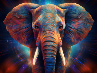 Illustration - Stylised and colorful African Elephant