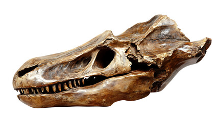 Dinosaur Skull Fossil Isolated Detailed Close-Up