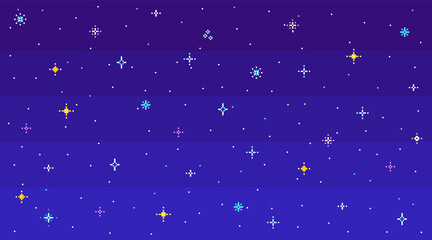 Pixel art night starry sky Seamless vector background © Bohdan