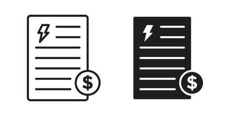 Electricity utility bill icons in trendy flat style. Icon design, logo, app, UI. Vector illustration