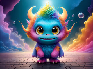 Illustration - Cute and colorful gremlin