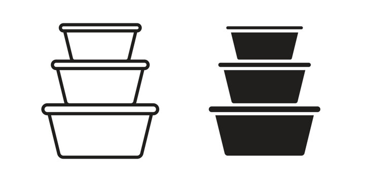 Food Container icons in trendy flat style. Icon design, logo, app, UI. Vector illustration