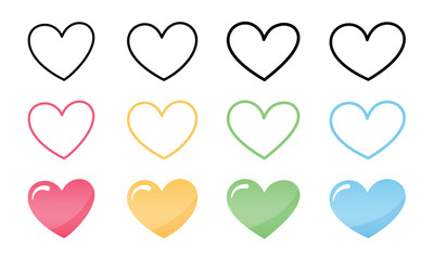 Vector Hand Drawn Colorful Heart With Multiple Style Icon