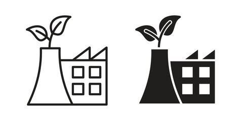 Fototapeta premium Green factory icons in trendy flat style. Icon design, logo, app, UI. Vector illustration
