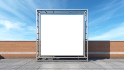 Mock up white background billboard and clipping path on building with blue sky background