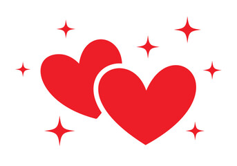 Vector Two Hearts Icon With Sparkling Star