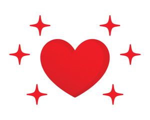 Vector Heart Icon With Sparkling Star