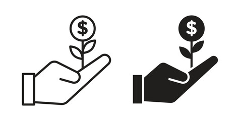 Investment growth icons in trendy flat style. Icon design, logo, app, UI. Vector illustration