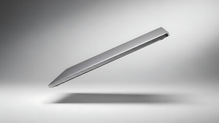 Sleek Metal Object Floating with Subtle Shadow on Gradient Background