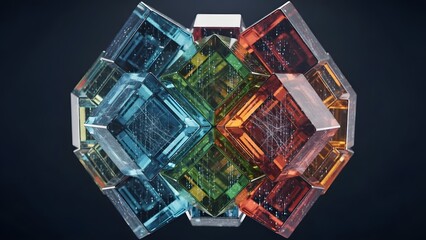 Geometric data structure computer technology abstract concept art cube colorful