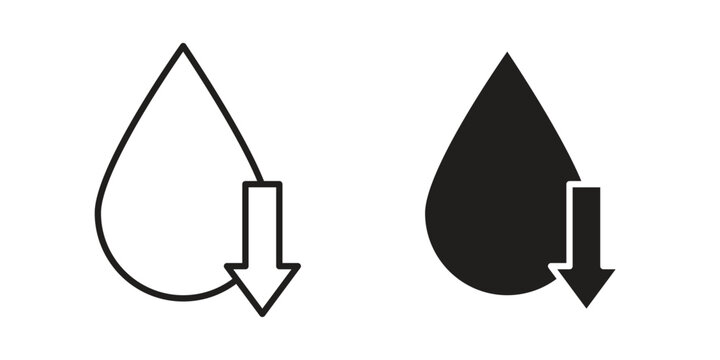 Low water level icons in trendy flat style. Icon design, logo, app, UI. Vector illustration