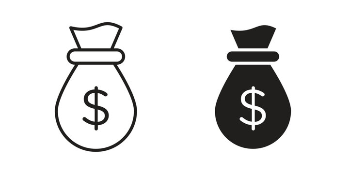 Money bag line icons in trendy flat style. Icon design, logo, app, UI. Vector illustration