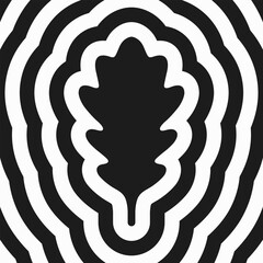Concentric Oak Leaf Black White Background