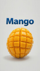 Perfectly Diced Fresh Ripe Mango Fruit on White Background